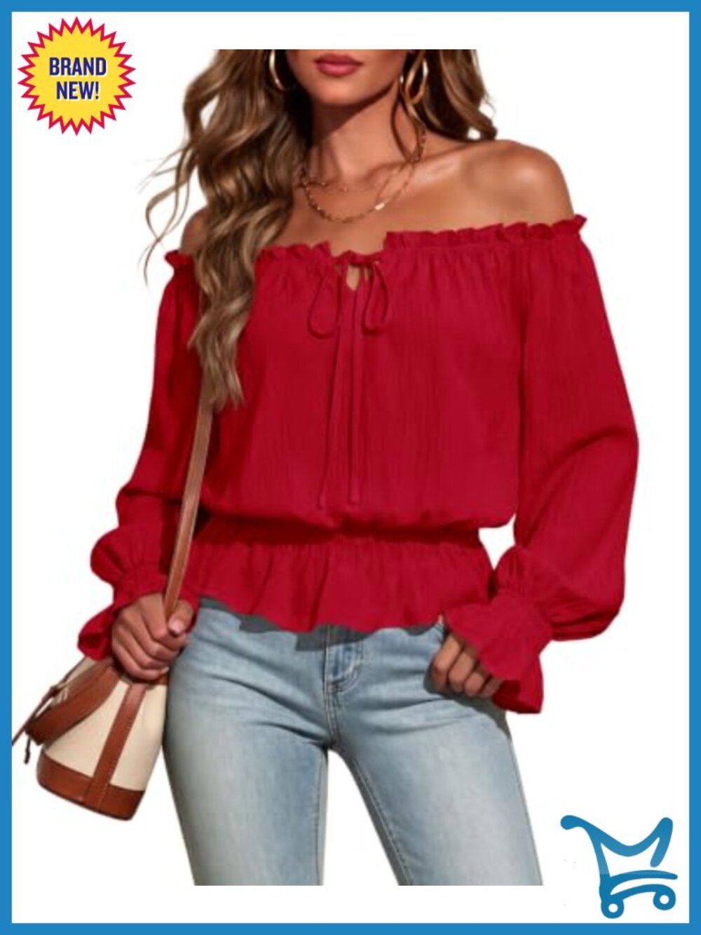 Off Shoulder Peplum Blouse Cinched Waist Chiffon Top Women